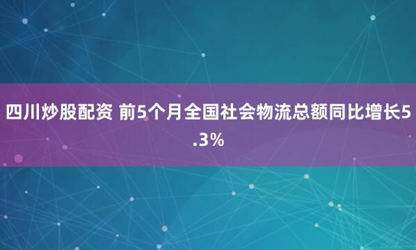 四川炒股配资 前5个月全国社会物流总额同比增长5.3%
